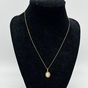 Vintage Gold Filled Necklace with Mother of Pearl Pendent